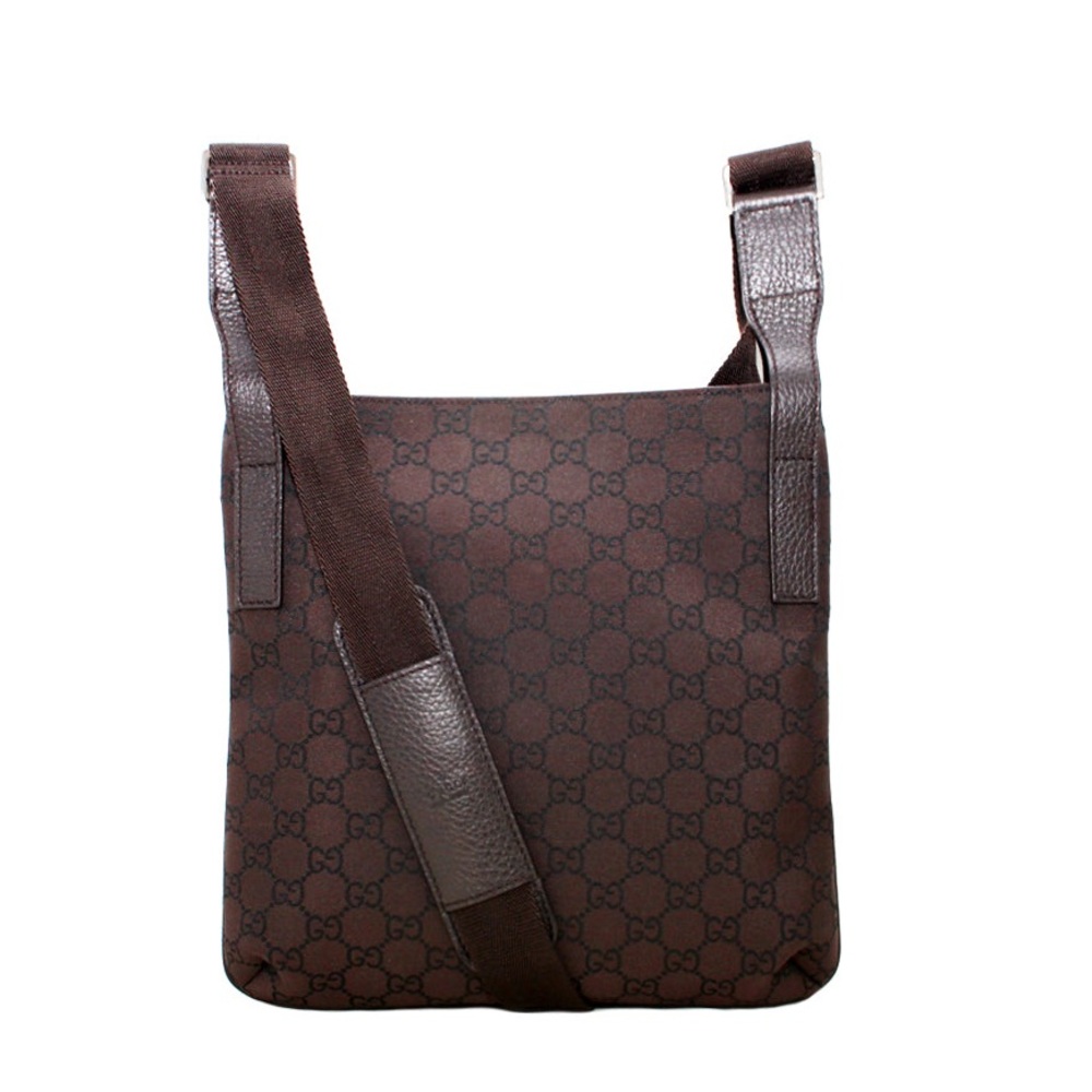 Gucci GG Nylon Crossbody Messenger Bag- Chocolate Brown - Picture 1 of 6